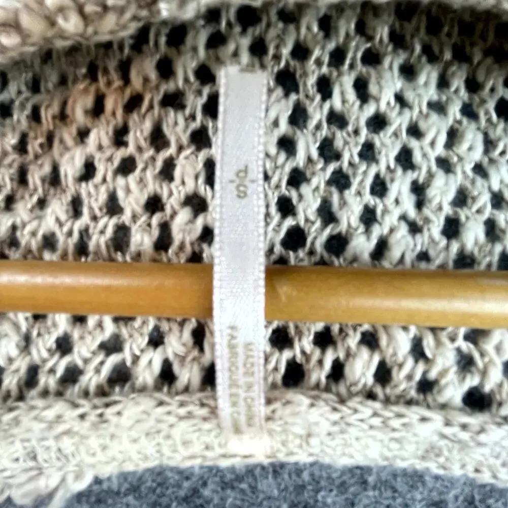 Free People Long Tunic‎ Sweater Womens Small Striped High Low Hem Fray Open Knit